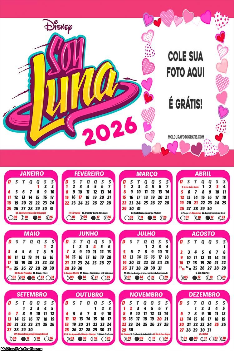 Calendário Sou Luna Patinadora 2026