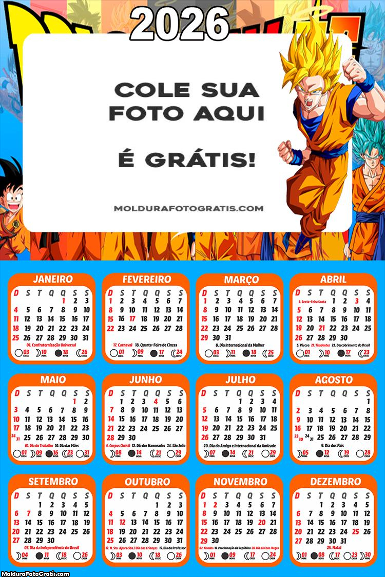 Calendário Dragon Ball Super 2026
