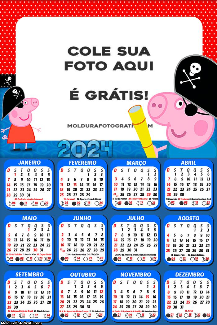 Calendário George Piratinha Peppa Pig 2024