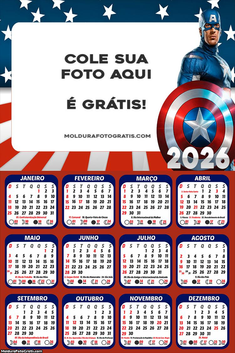 Calendário Capitão América Guerra Civil 2026