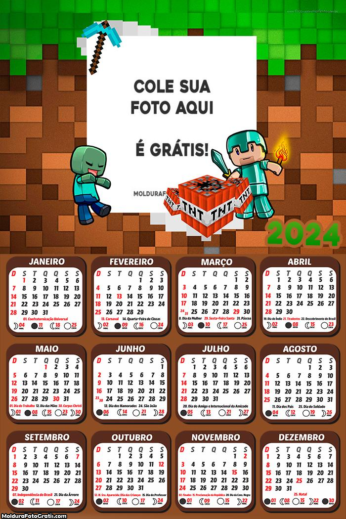 Calendário Minecraft Pocket Edition 2024