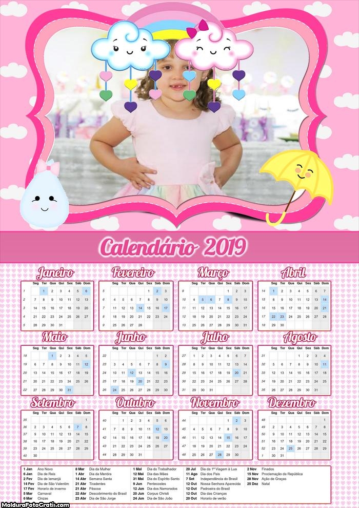 Calendário Chuva de Amor Menina 2019