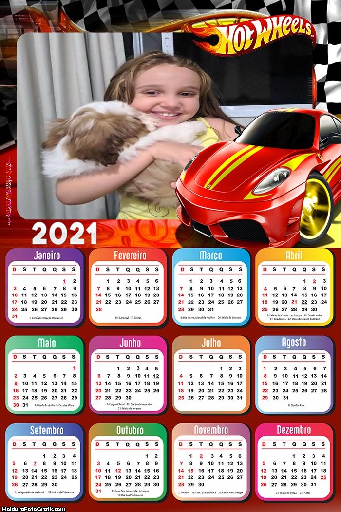 Calendário do Relâmpago Mcqueen 2021