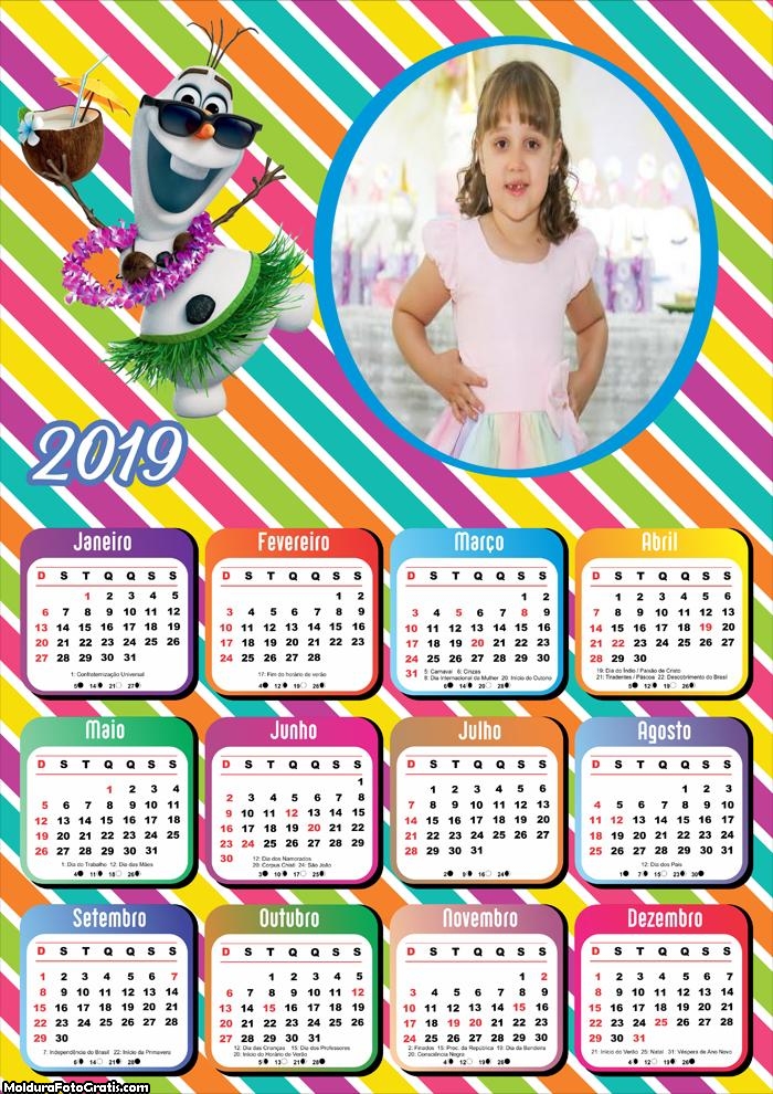 Calendário Olaf no Verão 2019