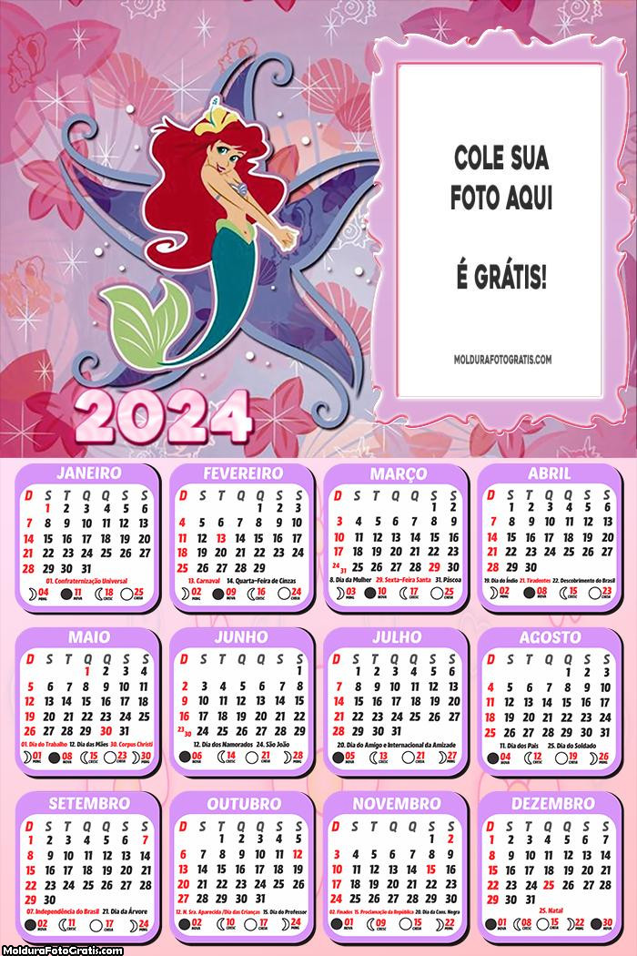 Calendário Pequena Sereia Estrela do Mar 2024