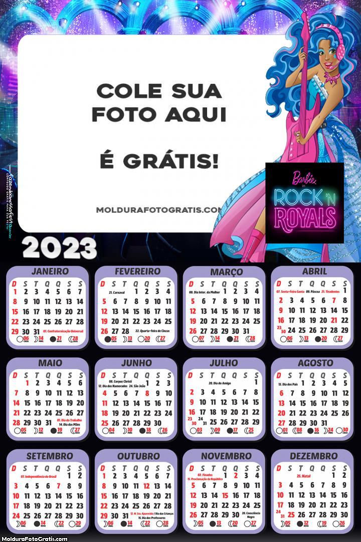 Calendário Barbie Rainhas do Rock 2023