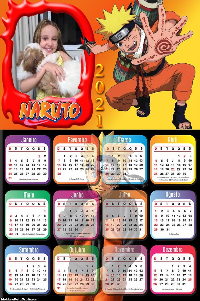 Calendário Naruto 2021