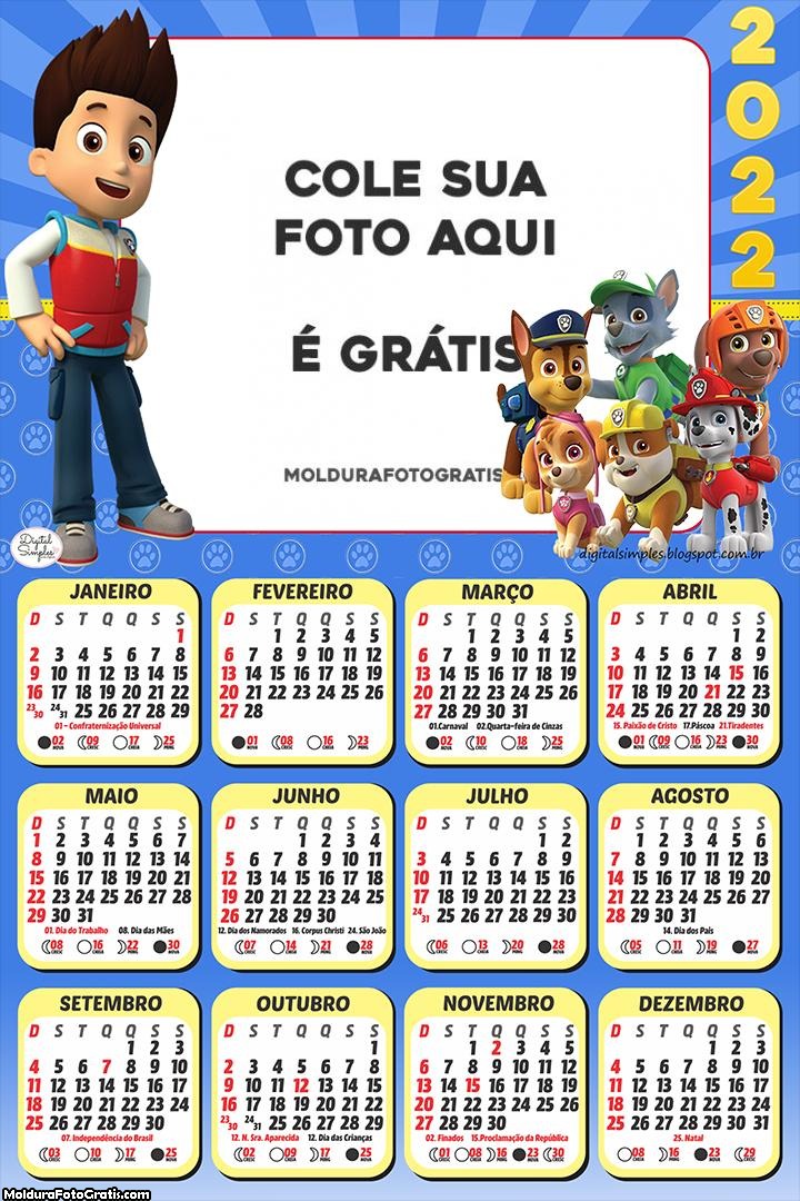 Calendário Patrulha Canina 2022