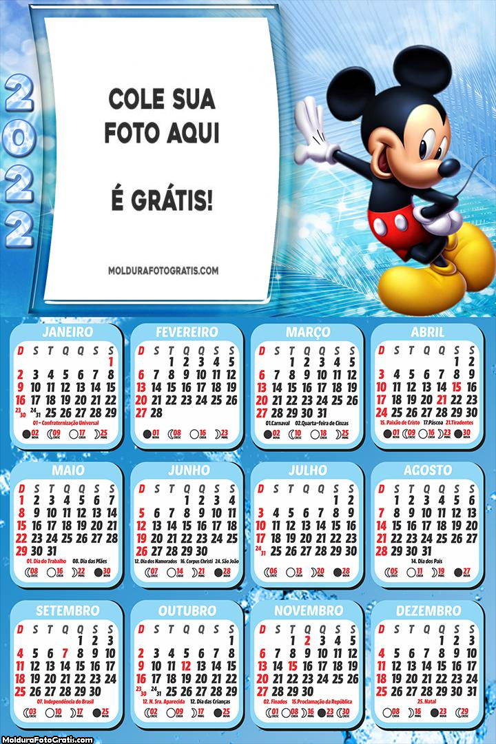 Calendário do Mickey Mouse 2022