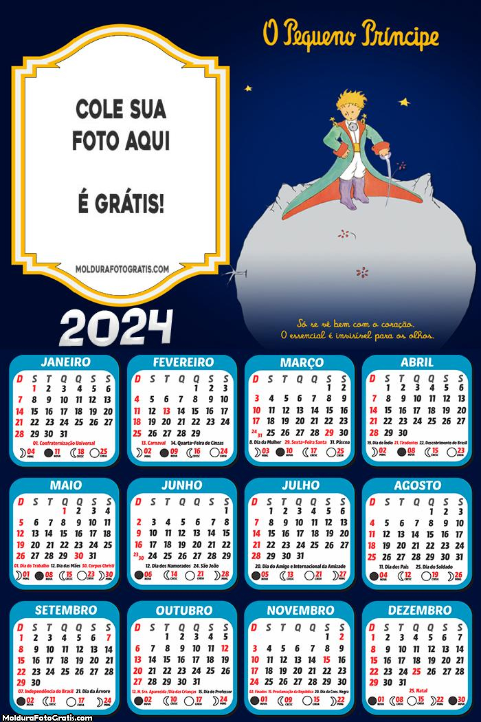 Calendário O Pequeno Príncipe com Frase 2024