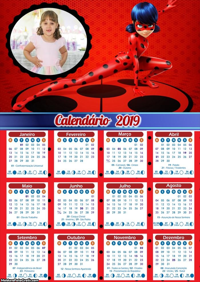 Calendário da Lady Bug 2019