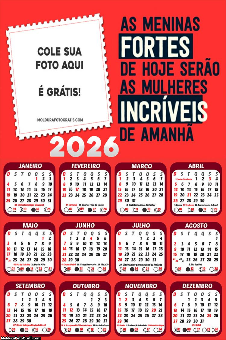 Calendário As Meninas Fortes 2026
