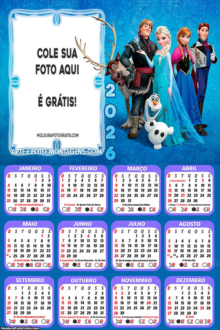 Calendário Frozen Uma Aventura Congelante 2026