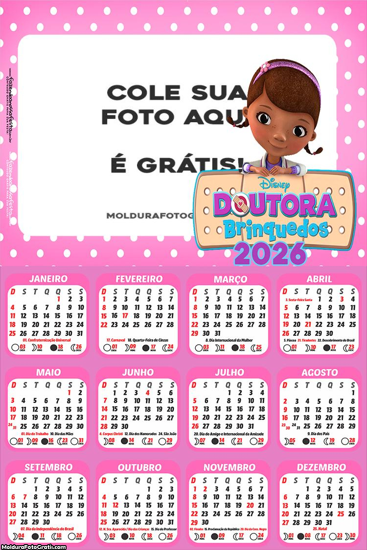 Calendário Desenho Doutora Brinquedos 2026