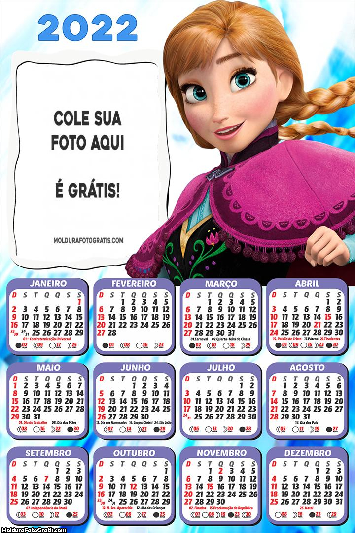 Calendário Princesa Anna 2022