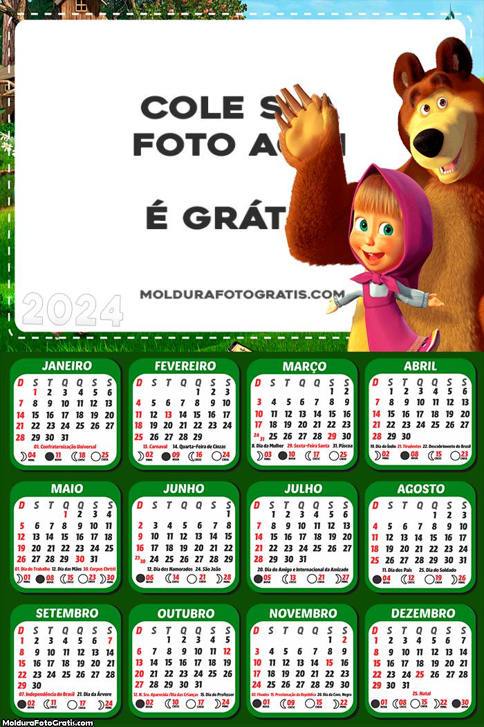 Calendário Masha e o Urso Desenho 2024