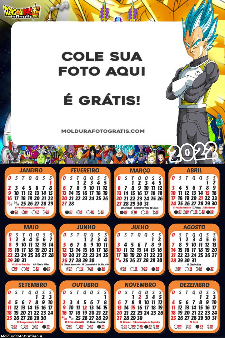 Calendário Vegeta Dragon Ball 2022