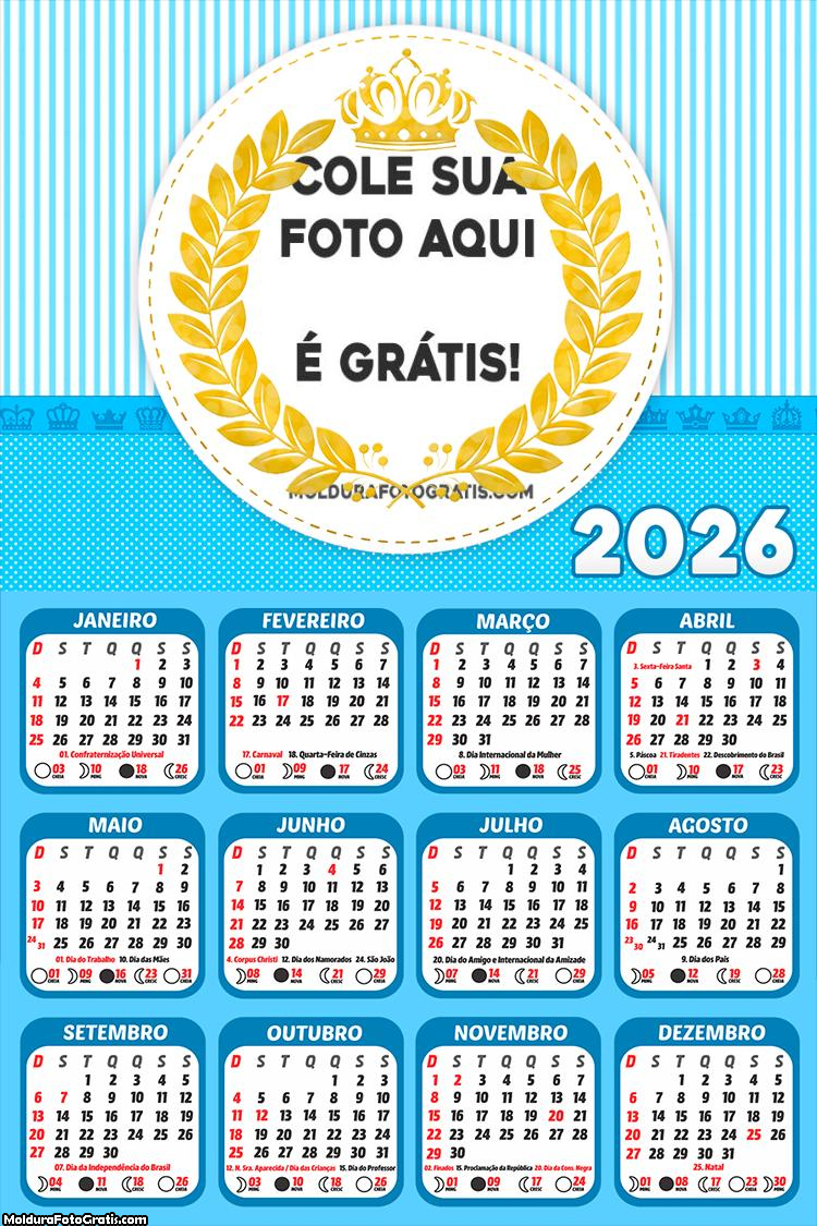 Calendário Príncipe Meninos 2026