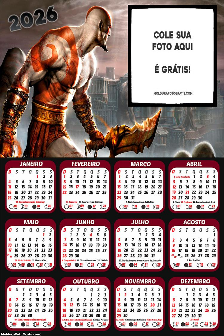 Calendário God of War 2026