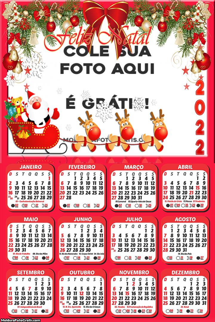 Calendário Feliz Natal Trenó Papai Noel 2022