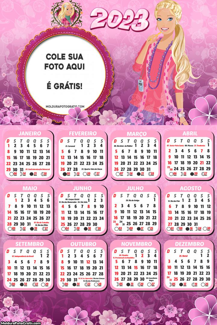 Calendário Barbie Jovem 2023