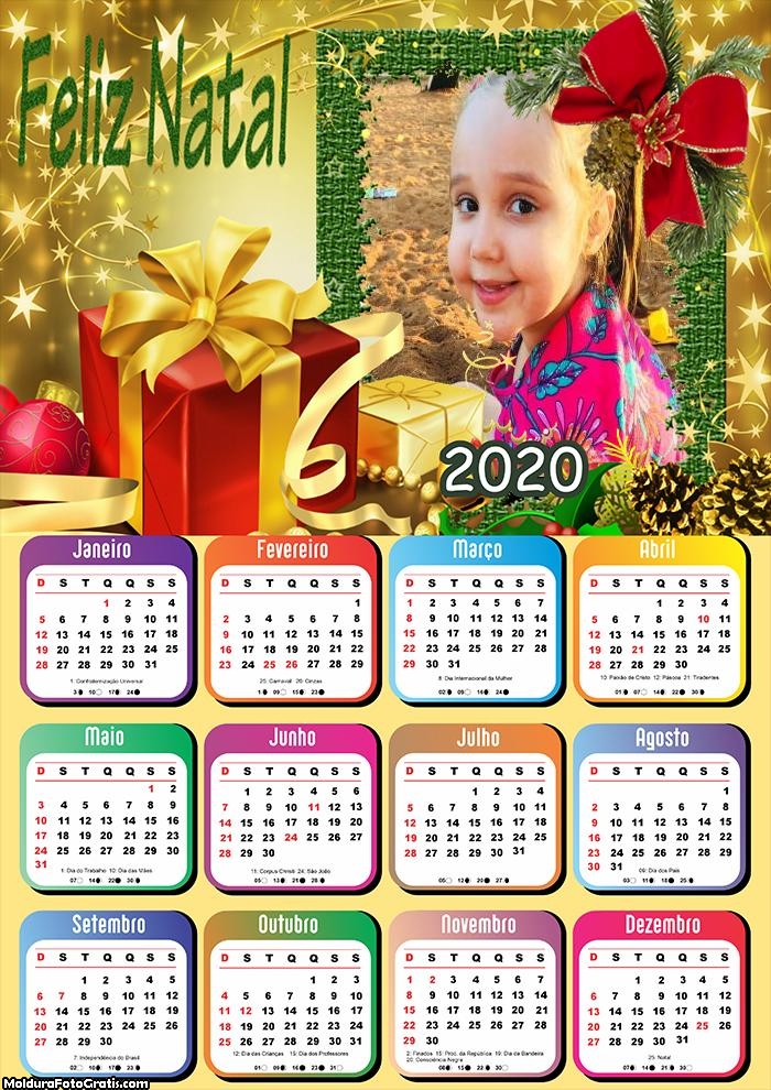 Calendário Feliz Natal 2020 Presente