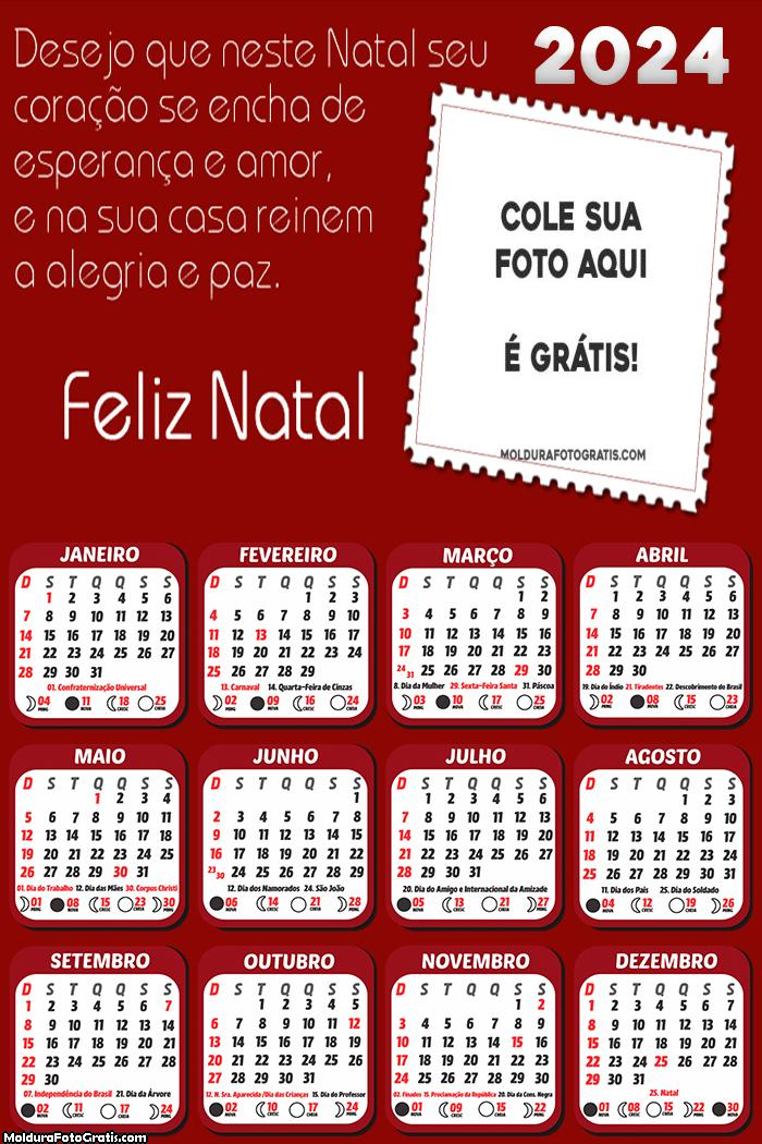 Calendário Mensagem de Esperança Feliz Natal 2024