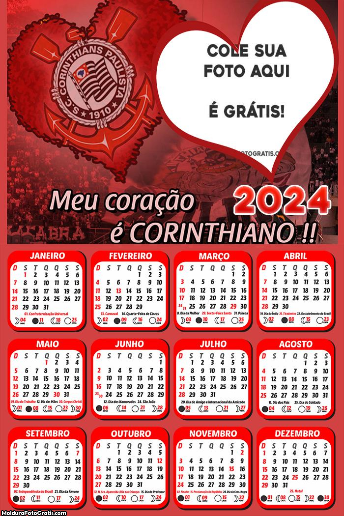 Calendário Corinthians Coração Corinthiano 2024