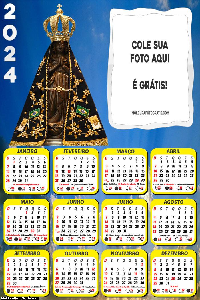 Calendário da Nossa Senhora da Aparecida 2024