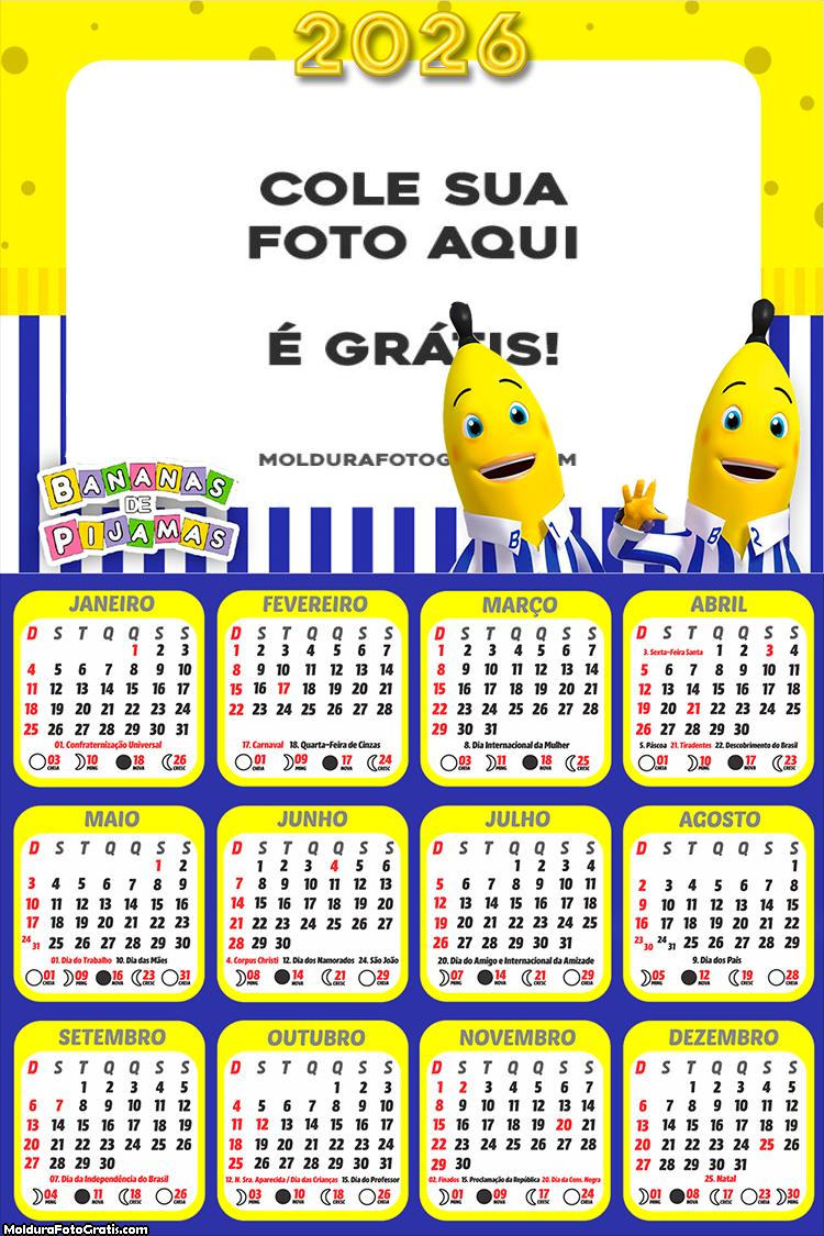 Calendário Banana de Pijamas 2026