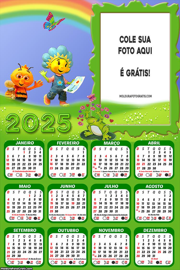 Calendário Fifi e os Floriguinhos 2025 Foto Montagem