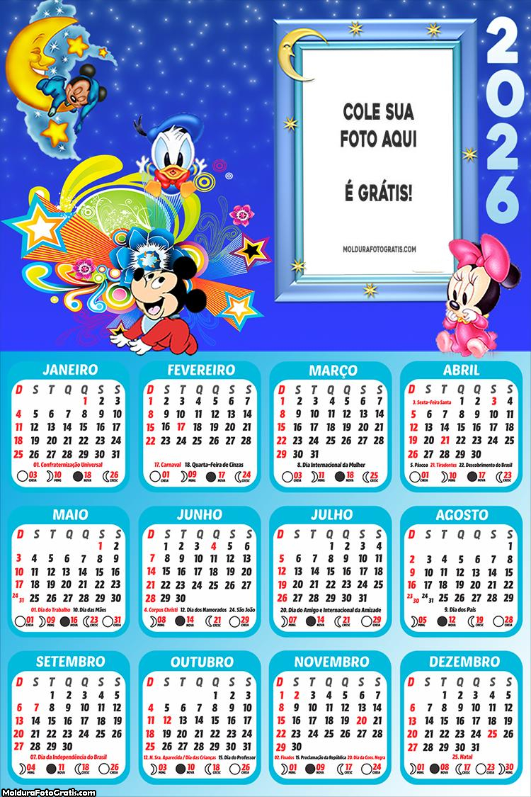 Calendário Disney Baby Infantil 2026