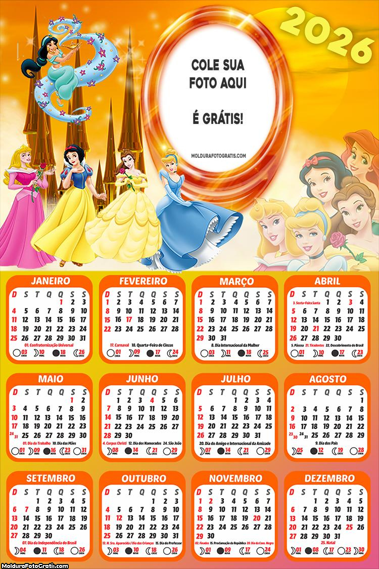 Calendário das Princesas 2026
