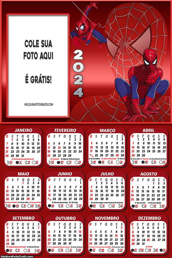 Calendário Homem Aranha 2024