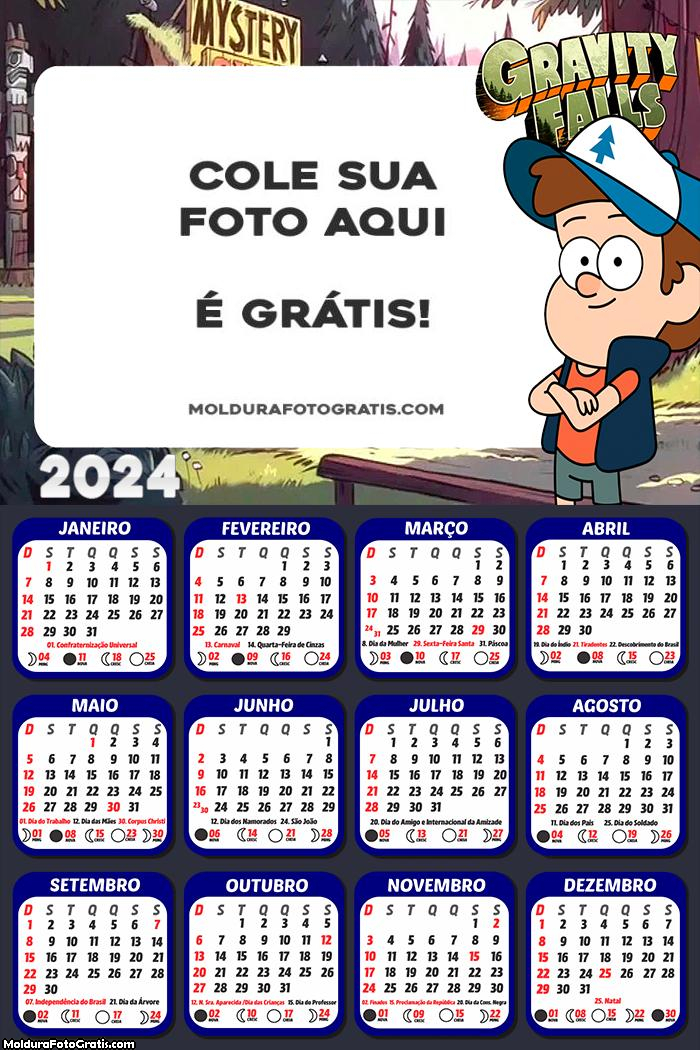 Calendário Dipper Gravity Falls 2024
