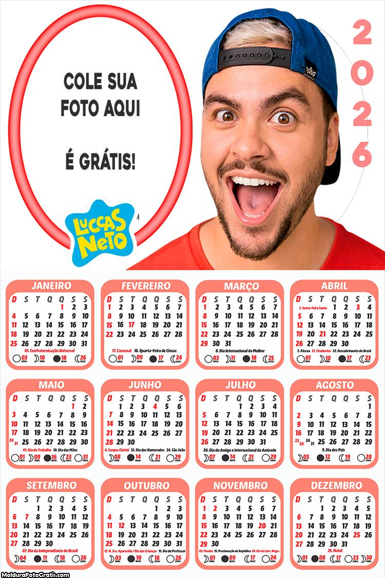 Calendário Luccas Neto 2026