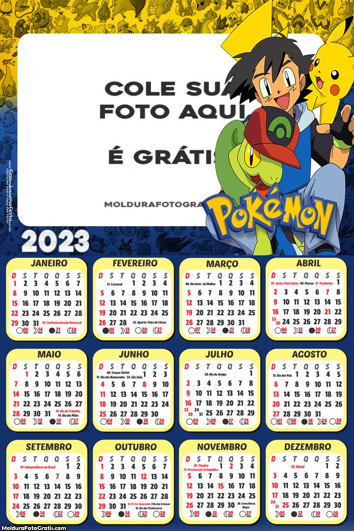 Calendário do Pokémon Desenho 2023
