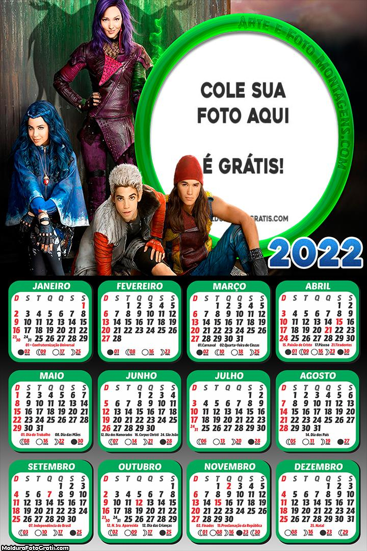 Calendário Descendentes Personagens 2022