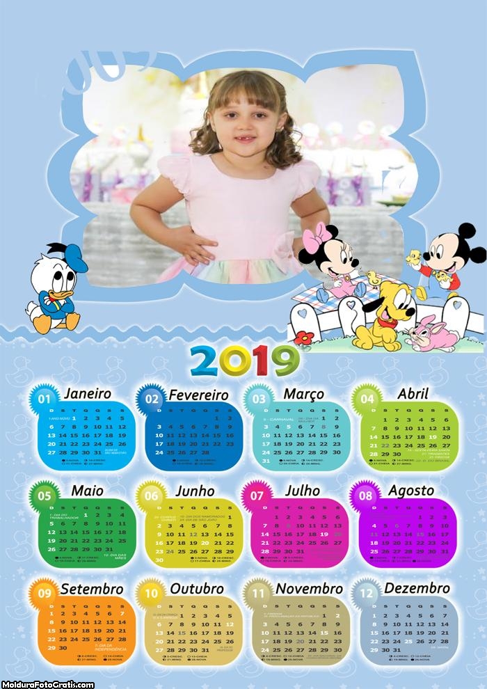 Calendário Quarto Azul Baby Disney 2019
