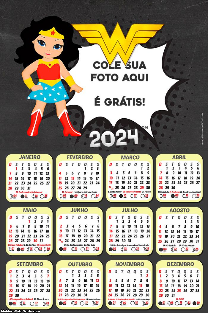 Calendário Mulher Maravilha Cute 2024