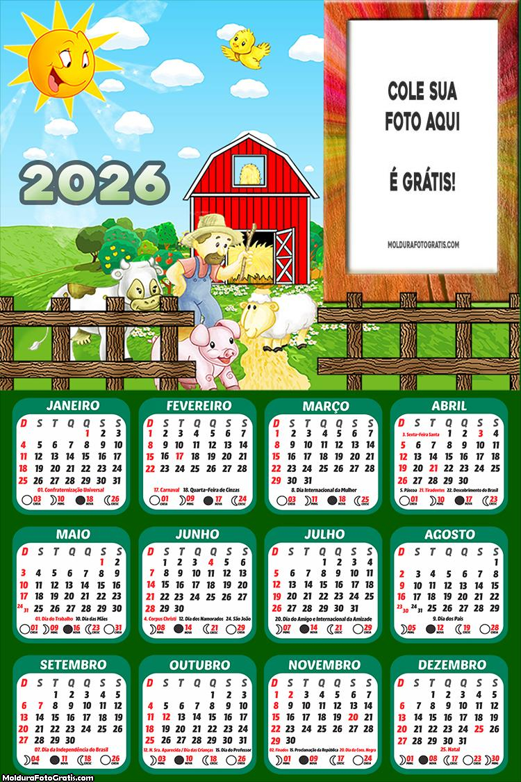 Calendário Fazendinha 2026