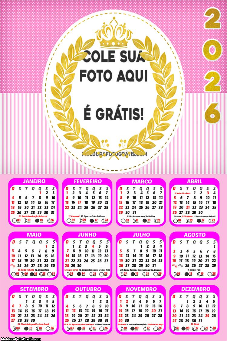 Calendário Realeza Tema 2026