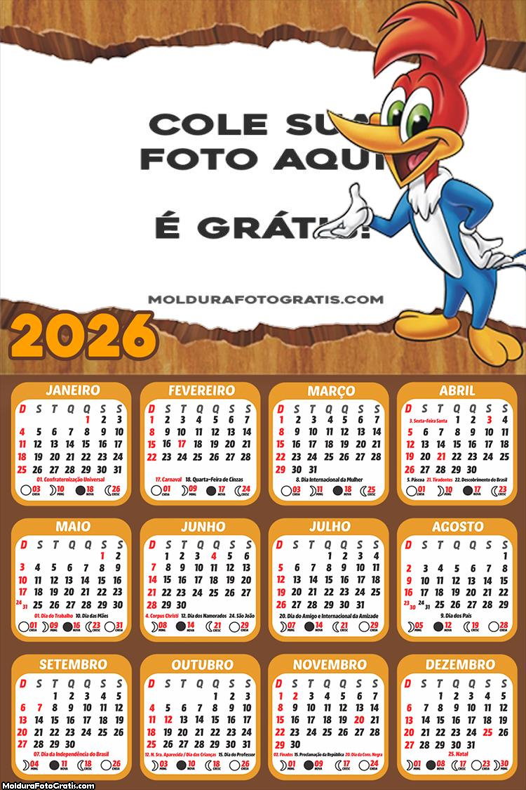 Calendário Pica-Pau 2026