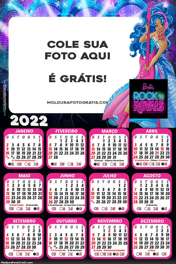 Calendário Barbie Rainhas do Rock 2022
