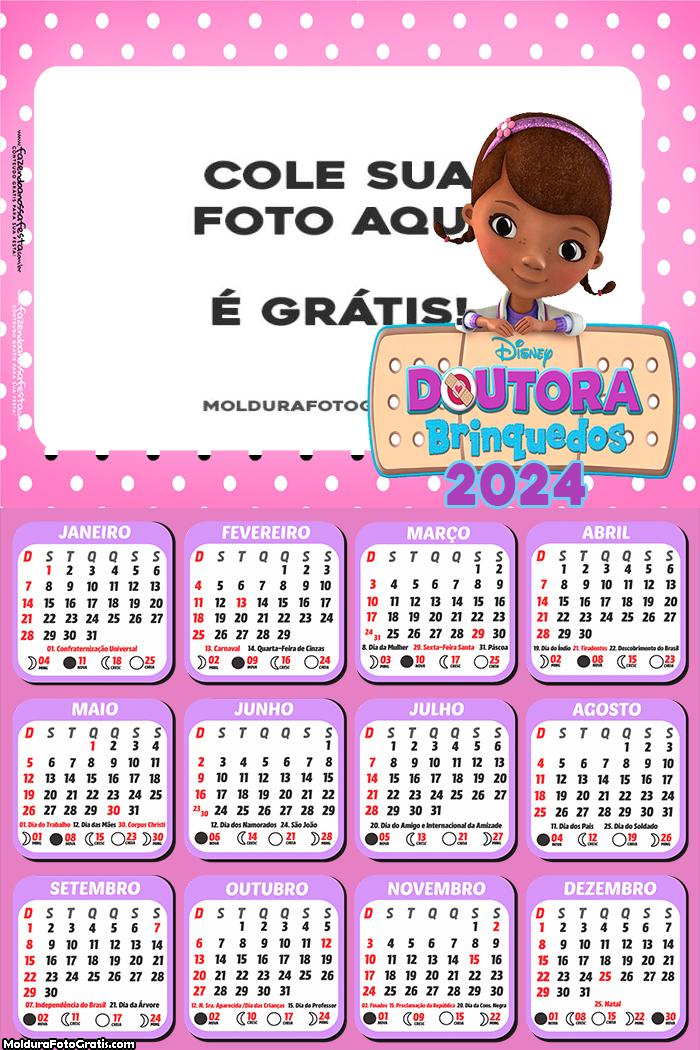 Calendário Desenho Doutora Brinquedos 2024