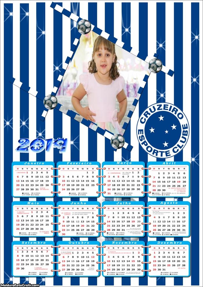 Calendário Cruzeiro 2019 Moldura
