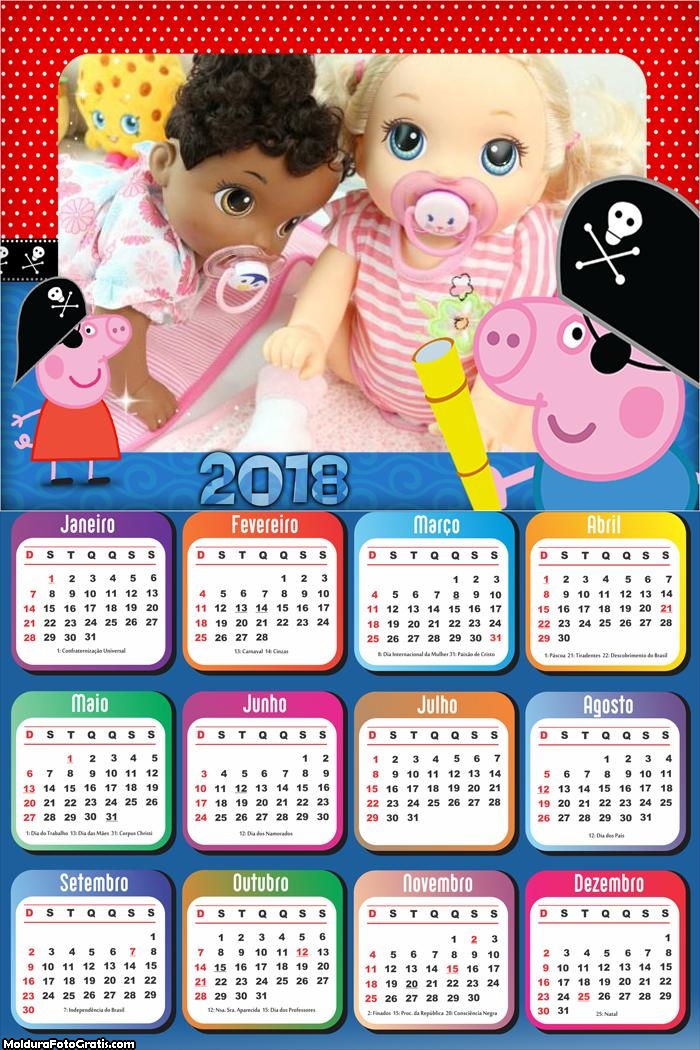Calendário George e Peppa Pig 2018