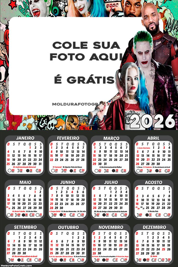 Calendário Esquadrão Suicida 2026