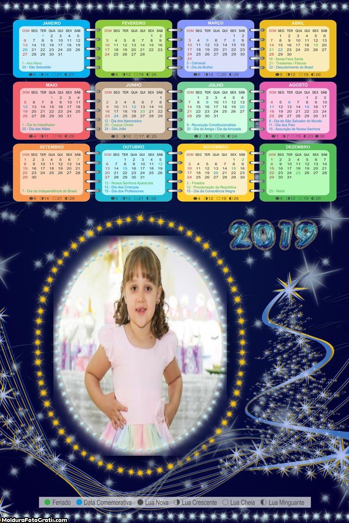 Calendário Luzes Azuis Natal 2019