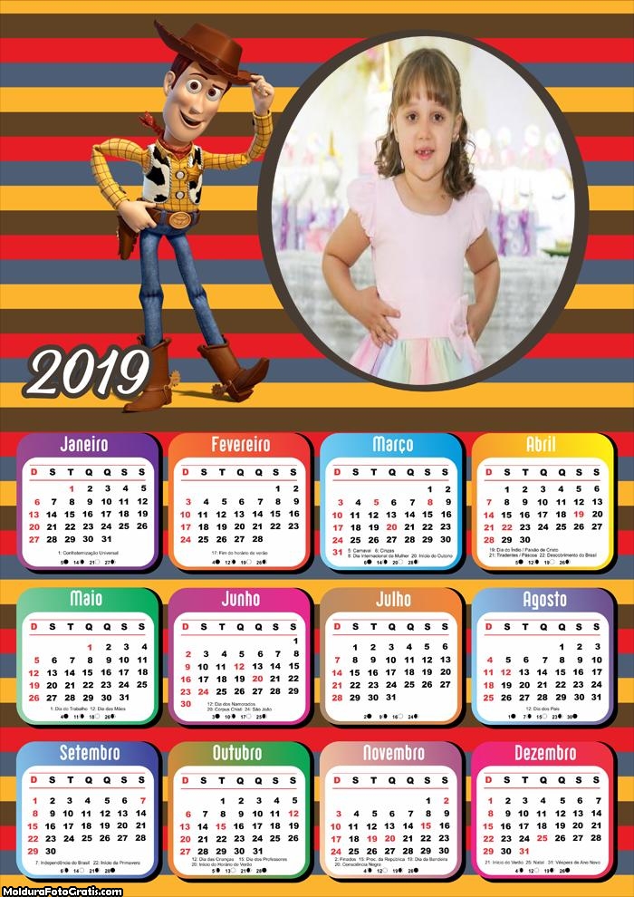 Calendário Woody e Jessie 2019